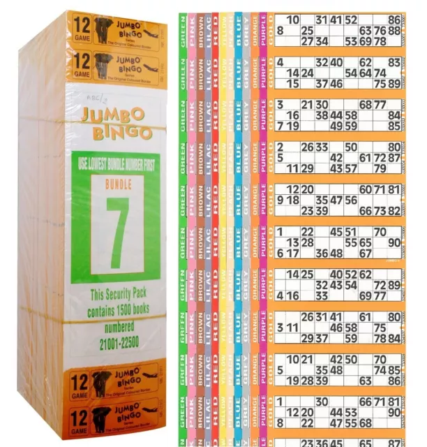 3000 Books 12 Page Game Strip Of 12 Tv Jumbo Bingo Ticket Sheet Big Bold Numbers