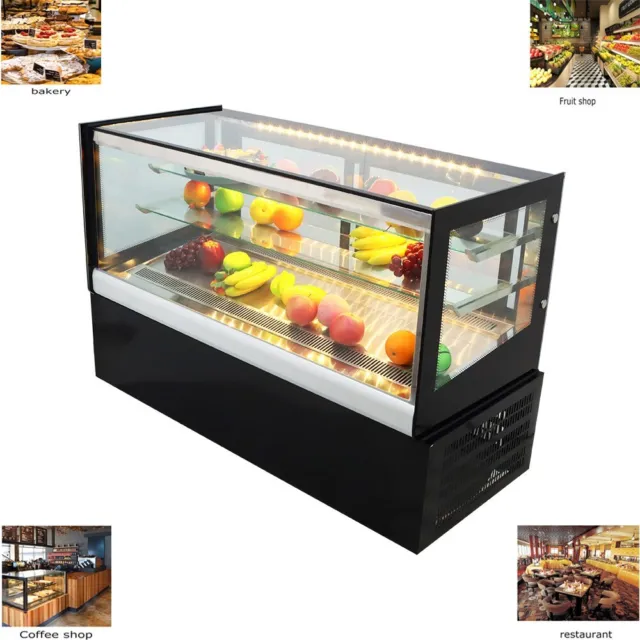 220V Desktop Refrigerated Display Cabinet Cake Showcase  LED Light Cubed Glass