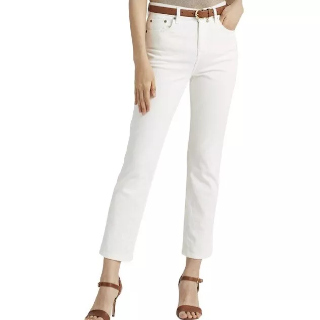 Lauren Ralph Lauren Women’s White High Rise Straight Ankle Jeans Size 10