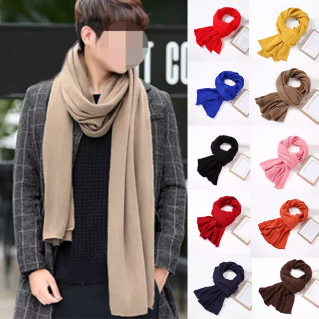 Men's Thick Scarf Warm Scarves Winter Kintted Wool Soft Scarf Shawls Outdoor