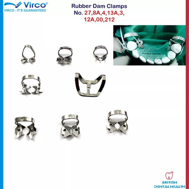 Set 8 Basique Dentaire Reconstituant Endodontique Assorti Caoutchouc Digue Serre