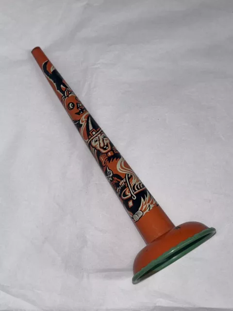 Vintage Halloween Tin Metal 1950's Noisemaker Horn