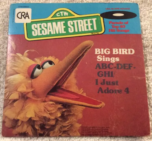 SESAME STREET BIG Bird Sings ABC-DEF 45 RPM Record Vinyl 1976 Original ...