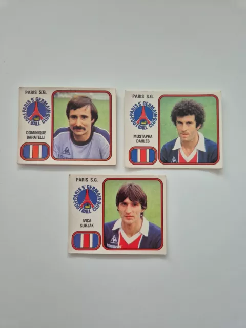 Lot 3 vignettes PSG Paris Panini Foot 1982 82 / Baratelli Dahleb Surjak