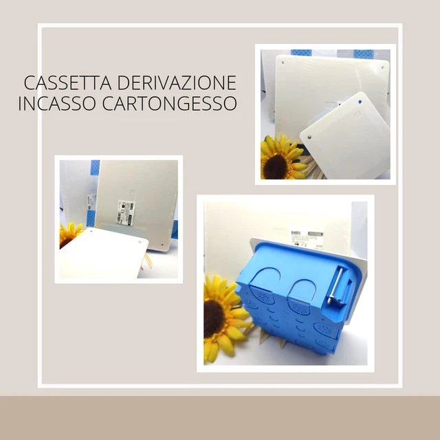 Scatola cassetta di derivazione da incasso per cartongesso con coperchio