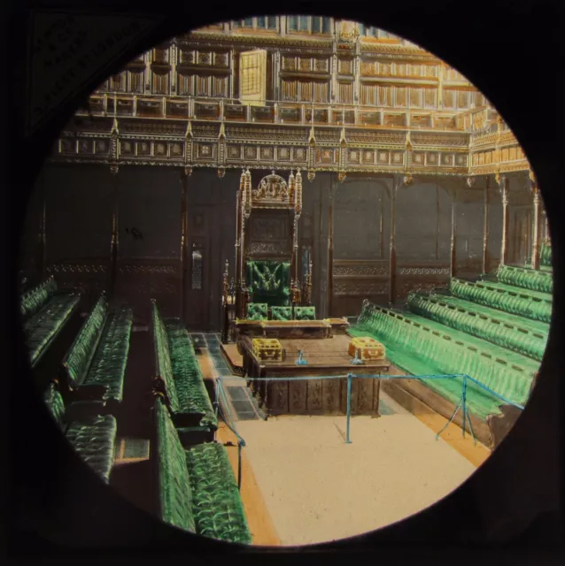 COLOUR Glass Magic Lantern Slide HOUSE OF COMMONS LONDON C1890 VICTORIAN PHOTO