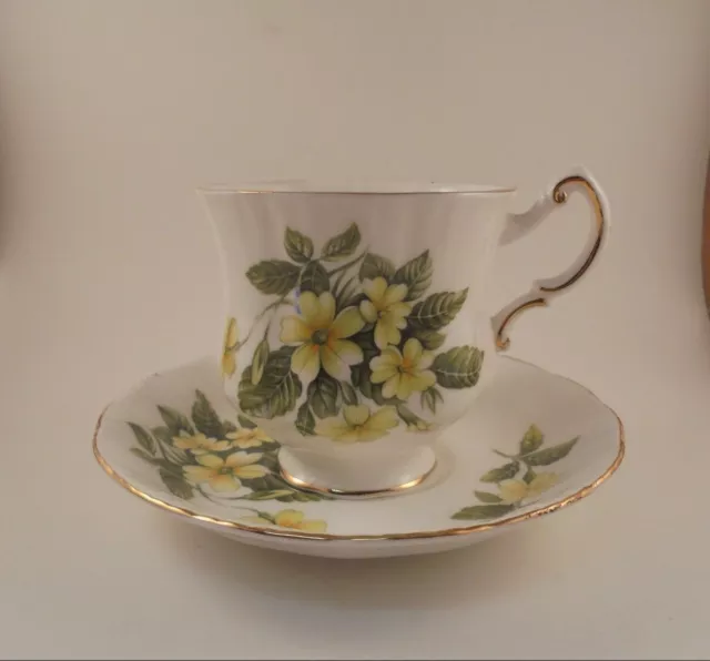 Paragon Teacup & Saucer Flower Festival D Bone China Yellow Flowers Gold Trim