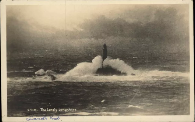 Cornwall Eng Land's End Lighthouse A.H. Hawke Real Photo Vintage Postcard