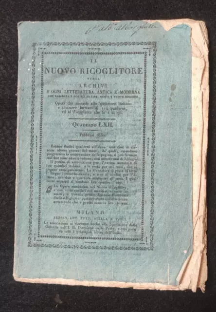 Il Nuovo Raccoglitore Archivi 1830 Filosofia Archeologia