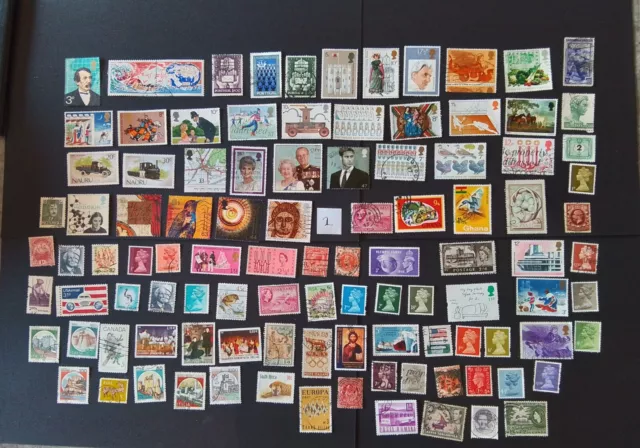 100 World STAMPS ALL DIFFERENT   off paper  2 B as in photo post free inc nauru