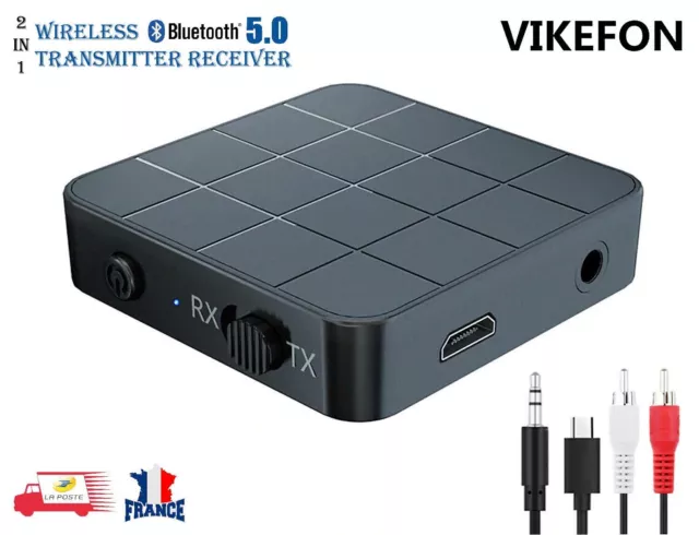 2 en 1 Emetteur Transmetteur et récepteur Bluetooth, Adaptateur Bluetooth  HiFi pour Stéréo Domestique,TV/Smartphone/Tablette/Ordinateur Portable vers