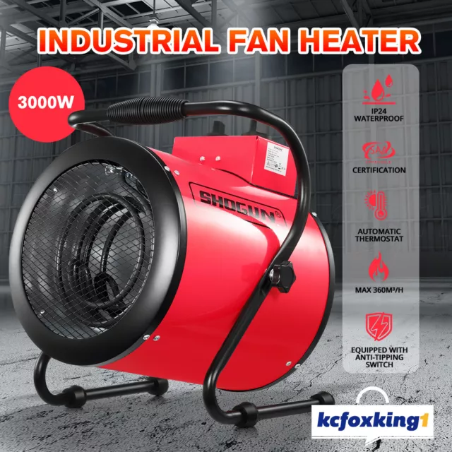 Portable Electric Industrial Fan Heater Free Standing Carpet Dryer 3000W Red