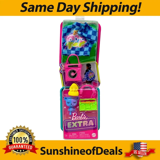 BARBIE EXTRA Pet & Fashion Accessories Pack Teddy Bear Denim Jacket Headphones +