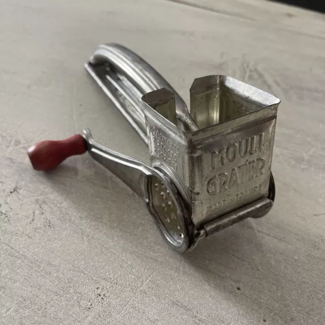 Vintage 1950 MOULI Cheese Rotary Hand Crank Grater Shredder Red