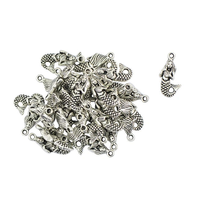 30 Stück DIY Meerjungfrau Perle Tibetisches Silber Charms Anhänger Halskette