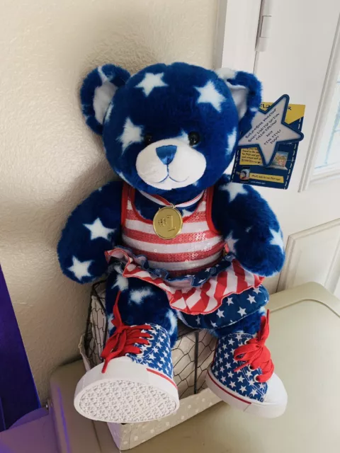 build a bear  Beary Limited Edition Star Style Teddy Patriotic Stars And Stripes