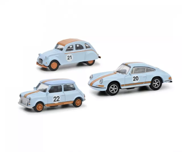 Schuco 452671600 MHI Set Vintage Racing Mini, Porsche 911, Citroen 2CV  1:87, H0