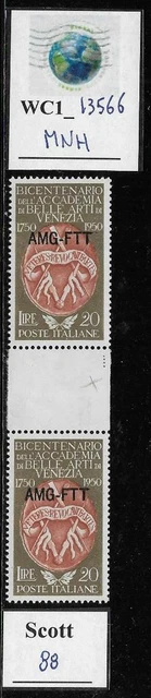 WC1_13566. ITALY: TRIESTE FTT. Gutter pair 1950 BIENNALE VENEZIA. Scott 68. MNH