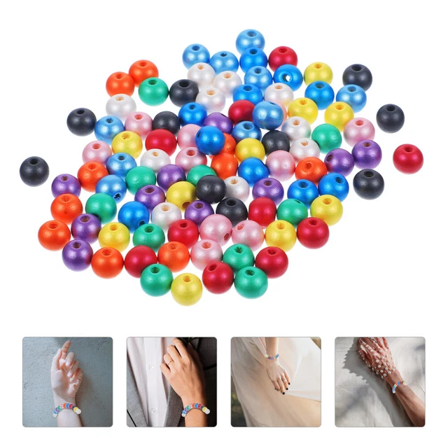 100 Pcs Candy Colored Wooden Beads Kid Ornaments European American