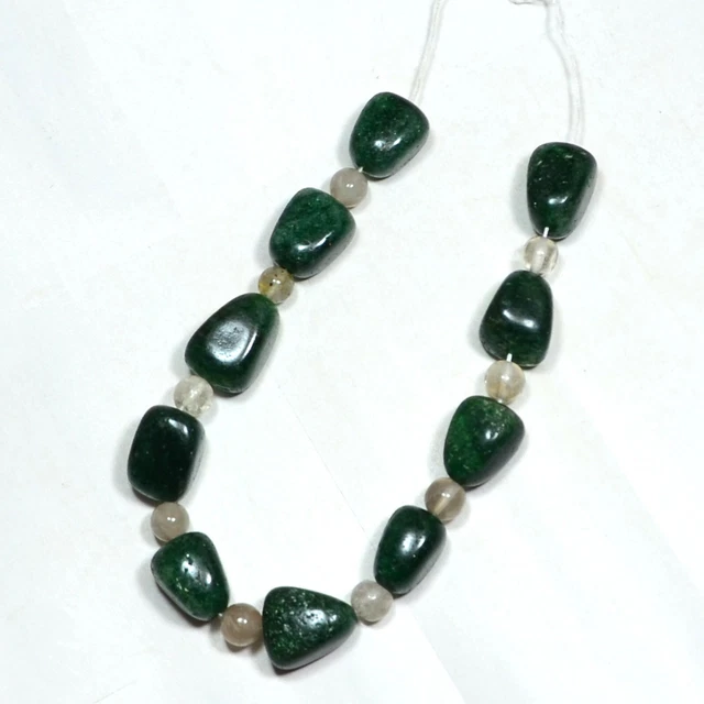 161 Ct Natural Aventurine tumble & pink quartz ball Gemstone beads 9 inch Line