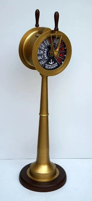 Vintage brass 52" telegraph navy ship engine room brass finish with wooden base