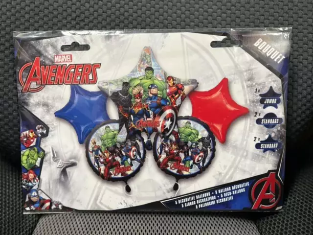 Earth Mightiest Hero The Avengers 5pc Mylar Birthday Bouquet Foil Balloons