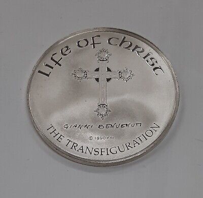 Franklin Mint Life of Christ .925 Silver Medal by Benvenuti-The Transfiguration