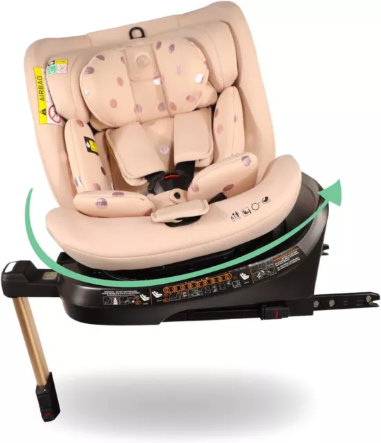 My Babiie i-Size 360° Spin Baby Autositz - Stützbein, ISOFIX, Geburt bis 12 Jahre