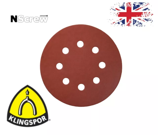 Klingspor Sanding Discs 125mm 8 holes orbital pads 5'' Sandpaper Grits 40-600