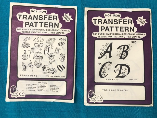 NUEVO Pretty Punch Patrones de Transferencia de Bordado Lote Mixto de 2 Hierro Caliente Años 80