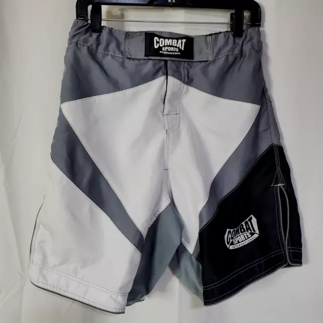 Combat Sports International Fighting MMA Shorts Trunks 30x9 Black White Gray