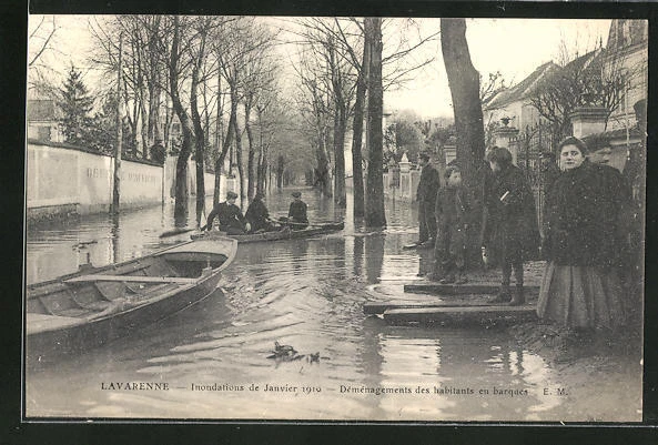 CPA Lavarenne, Inondations de Janvier 1910, inondation im Ort 1910
