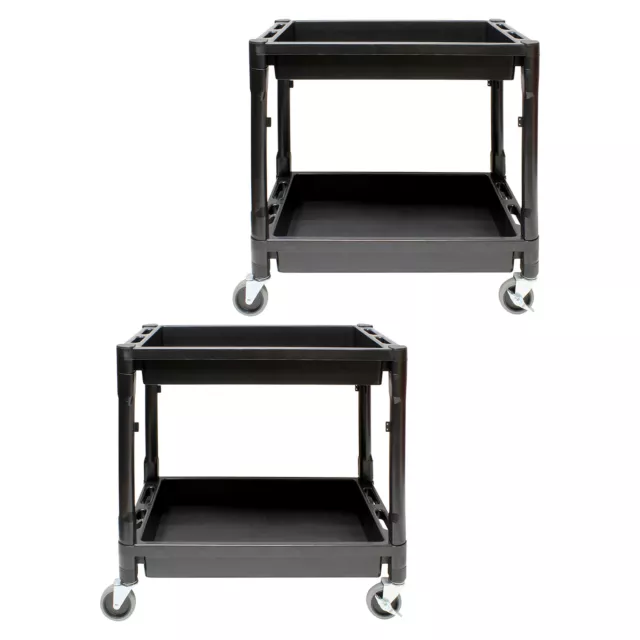 BISupply Heavy Duty Utility Cart with Wheels - 2 Pack Plastic Rolling Tool Cart