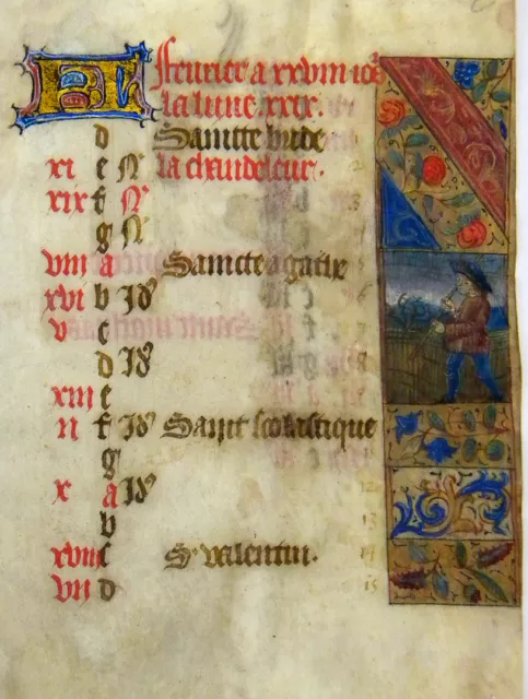 Miniatur Stundenbuch Book Of Hours Kalender Februar Manuskript Paris 1480