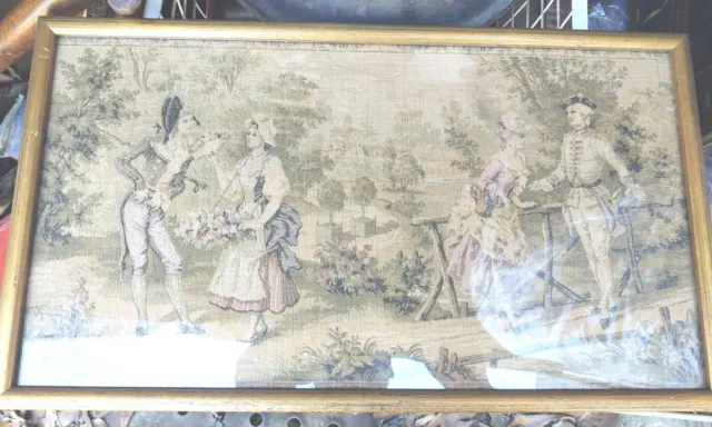 Framed  French Tapestry- Wall  Belgium Registered Pattern Shakespearean 9x17