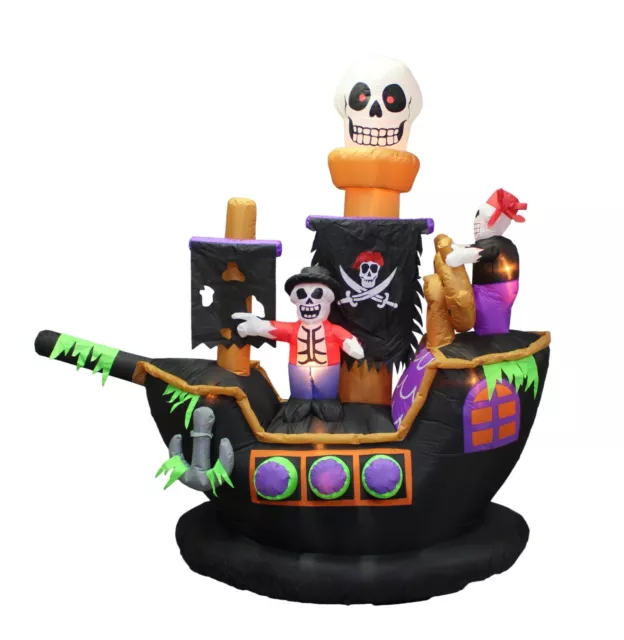 Halloween Inflatable Yard Air Blown Decoration Skeletons Crew Pirate Ship Blowup