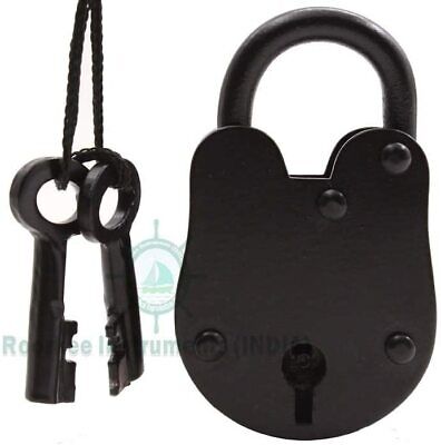 3.5" IRON PRISON PADLOCK W 2 Keys Collectible Antique Vintage Style Working Lock
