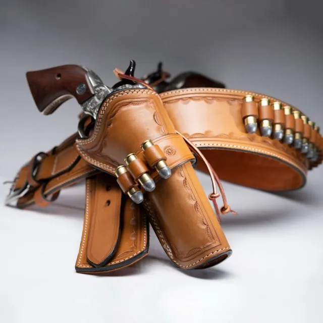 Hand Tooled Western Rig Holsters in Premium Leather, Cowboy Style 2