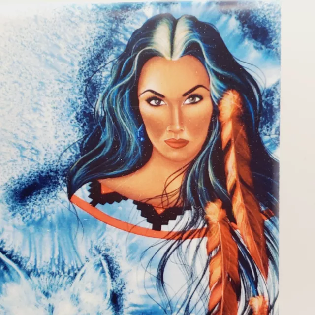 Wolf Native American Women Tile Art Free Standing 6" x 8" By Beartrap Southwest