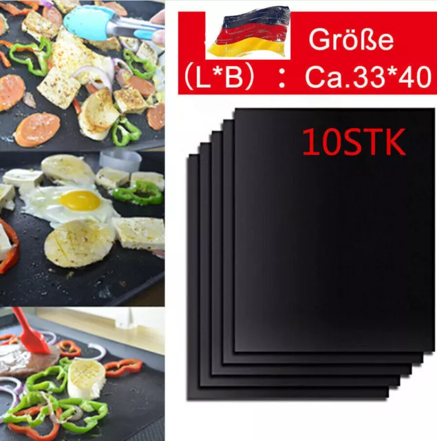 10X BBQ Grillmatte Antihaft Grillunterlage Für Gasgrill und Holzkohle Bratfolie