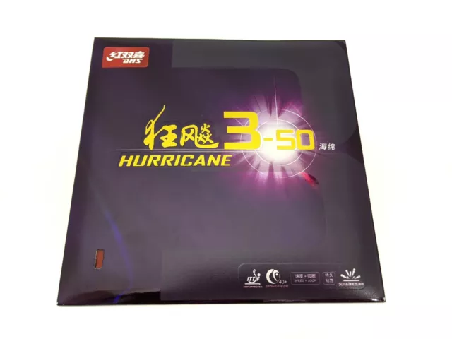 DHS Hurricane 3-50 Table Tennis Racket Rubber Sheet Red Color 2.10mm 37 Degree