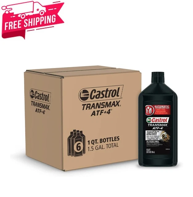 CASTROL TRANSMAX ATF+4 Automatic Transmission Fluid, 1 Quart, Pack of 6