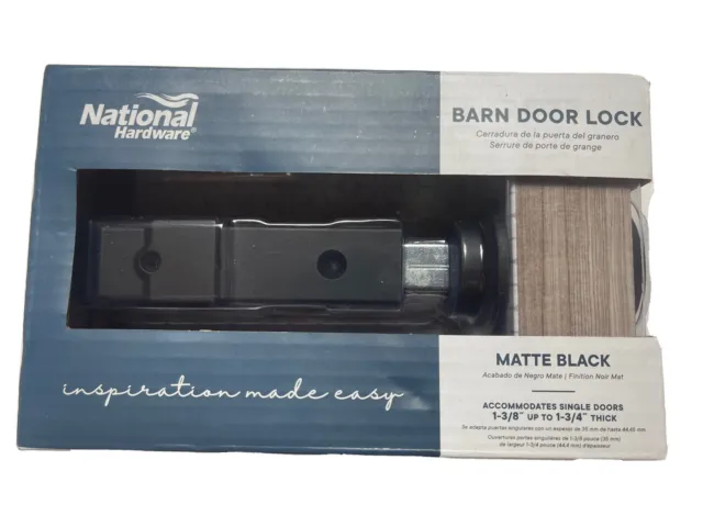 National Hardware N700-150 Barn Door Lock, 5" x 1-1/4" x 3/4", Matte Black