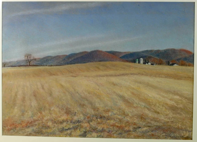 Lucy E Herman Pastel Pintura Nuevo Jersey Paisaje Pueblo Farm Expresivo de Marco