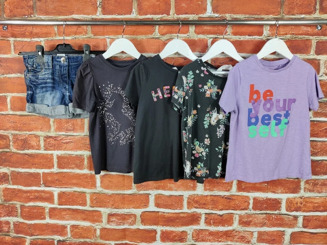 Girls Bundle Age 6-7 Years Next H&M Denim Shorts Graphic T-Shirt Unicorn 122Cm