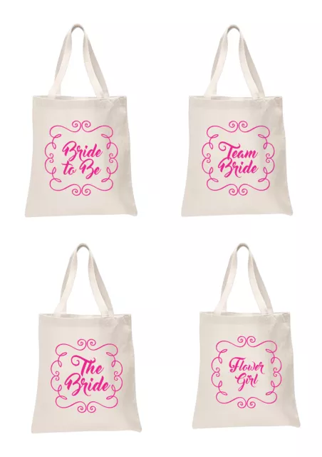 Bridal Pink Printed Wedding Favour Tote Bags bride hen party Bridesmaid gifts