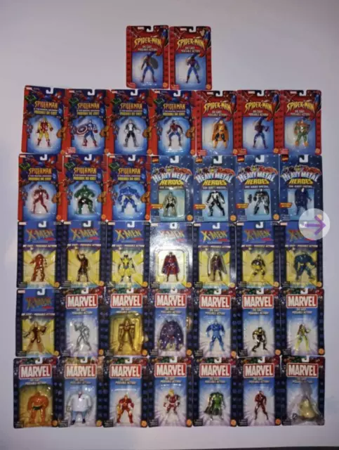 Spiderman X-Men Heavy Metal Marvel Poseable Die-Cast Toy Biz Figures - You pick