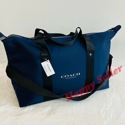 Coach Duffle Bag Weekender Bag Gym Travel Bag Large Navy Blue Holdall Nwt