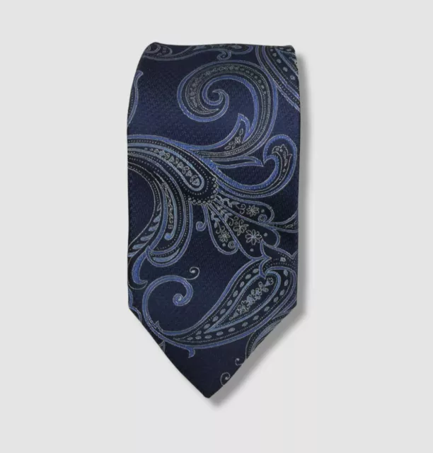$150 Neiman Marcus Men's Blue Paisley Silk Adjustable Neck Tie 60 x 3.5