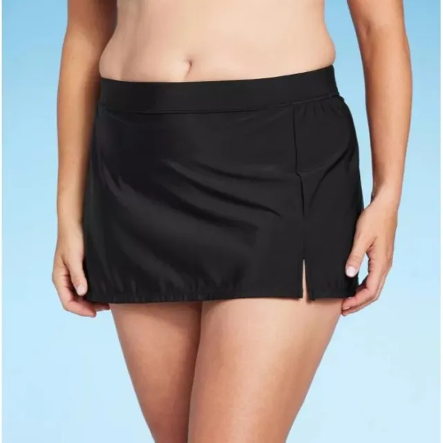 Aqua Green Swimsuit Bottom Skirt Skort Slit Black Women's Size 16W / 18W